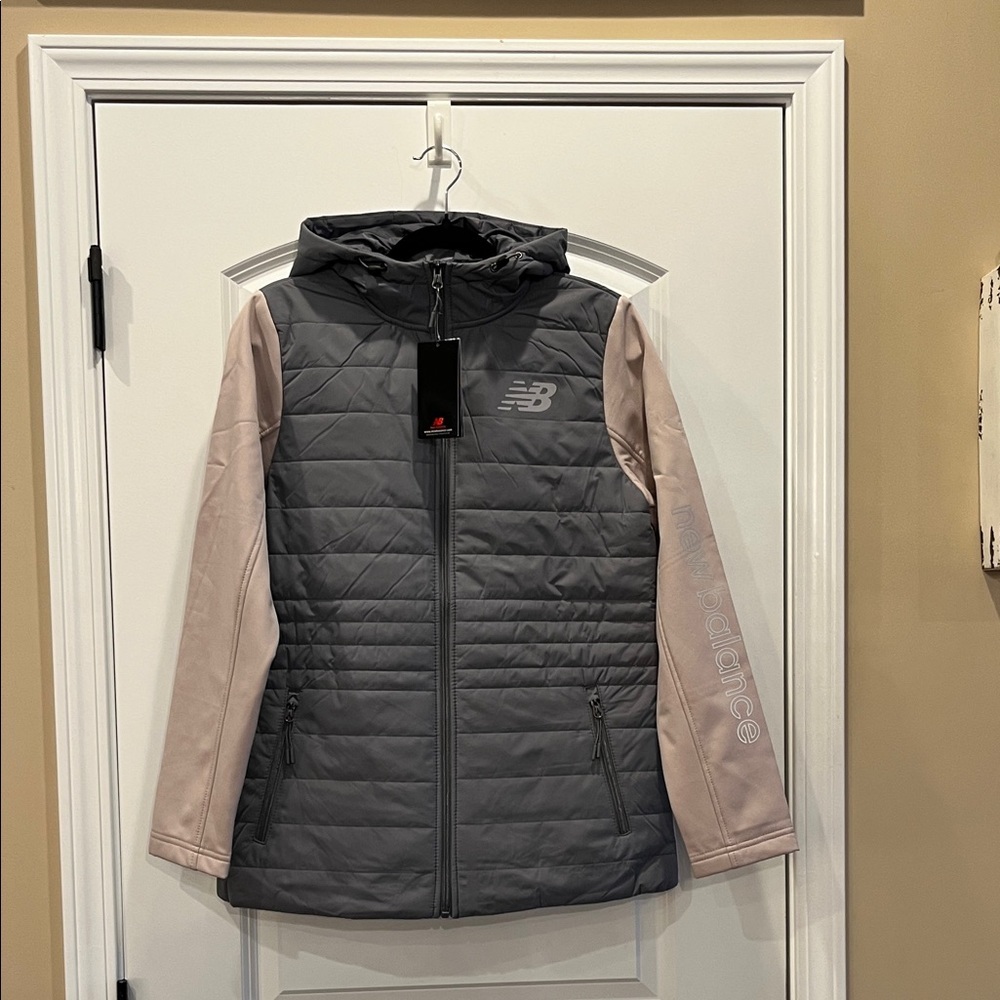 New Balance Women's Charcoal and Blush Puffer Reflective Jacket Waterproof